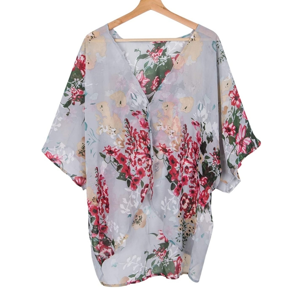 NEW Floral Open Front Swimsuit Kimono Coverup